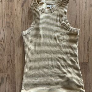 Madewell Brightside Tank XXS white/yellow - tan stripe Racerback Tank